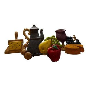 Vintage Midwest Cast Iron Wall Plaque Fruit Cheese Wine 1970s Americana Charm